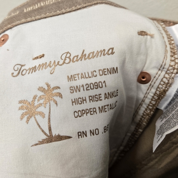Tommy Bahama Metallic Denim High Rise Ankle Copper Metallic 2 - Picture 6 of 12